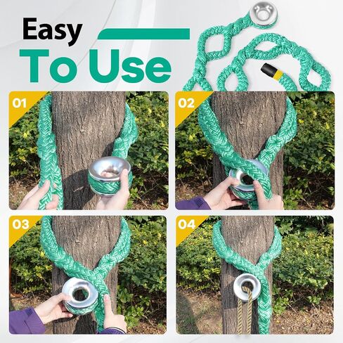 حبل تزوير Arborist، 3/4 بوصة × 10 قدم، معدات تزوير شجرة حبال دائرية قابلة للتعديل، حبل تسلق مع حلقة ألومنيوم 14600 رطل MBS (3/4 بوصة × 10 بوصة) in Kuwait