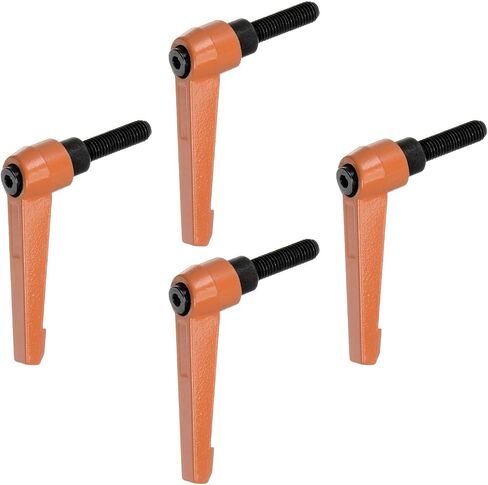 Generic 4pcs Adjustable Clamping Lever Handles M8 x 25mm Male Thread Bolt Knobs Rotating Screw Locking Quick Release Ratchet Push Button Handle, Orange in Kuwait