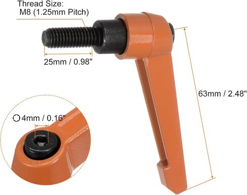 Generic 4pcs Adjustable Clamping Lever Handles M8 x 25mm Male Thread Bolt Knobs Rotating Screw Locking Quick Release Ratchet Push Button Handle, Orange in Kuwait