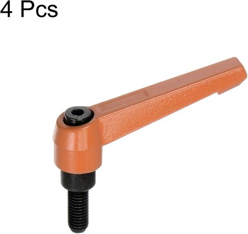 Generic 4pcs Adjustable Clamping Lever Handles M8 x 25mm Male Thread Bolt Knobs Rotating Screw Locking Quick Release Ratchet Push Button Handle, Orange in Kuwait