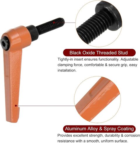 Generic 4pcs Adjustable Clamping Lever Handles M8 x 25mm Male Thread Bolt Knobs Rotating Screw Locking Quick Release Ratchet Push Button Handle, Orange in Kuwait