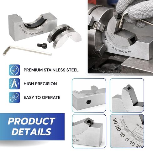 Adjustable Angle V Block Milling Gauge Set, Stainless Steel Micro High Precision Setup with Wrench, 0–60° AP25 for Lathe Machinist Tool, Magnetic Machining Clamp Finder in Kuwait