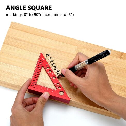 Aluminum Alloy Square Ruler, Compact Size, Laser Etched Markings, for Carpentry, Woodworking, Furniture Projects (Red) in Kuwait