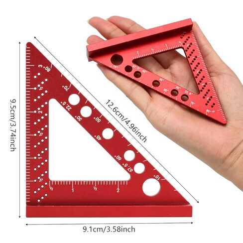 Aluminum Alloy Square Ruler, Compact Size, Laser Etched Markings, for Carpentry, Woodworking, Furniture Projects (Red) in Kuwait