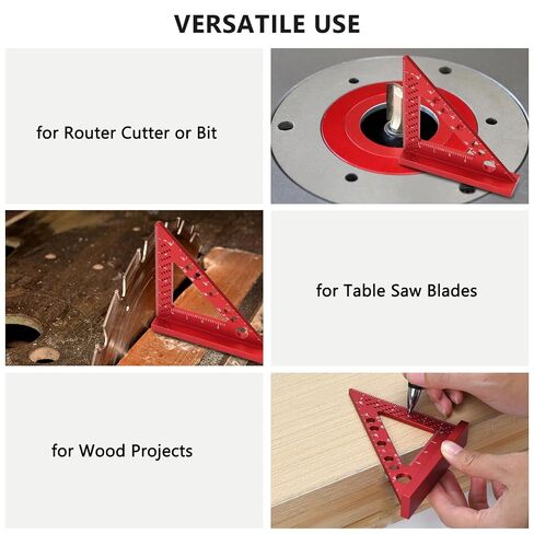 Aluminum Alloy Square Ruler, Compact Size, Laser Etched Markings, for Carpentry, Woodworking, Furniture Projects (Red) in Kuwait