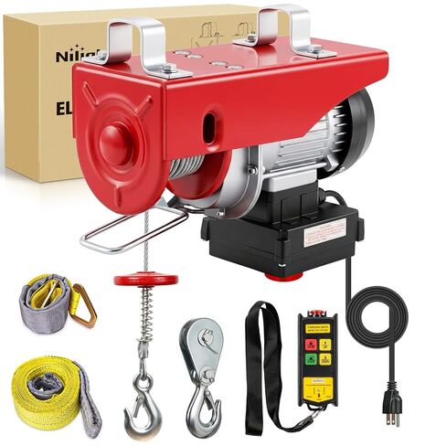 Nilight 1760LBS Electric Hoist 110V Electric Hoist Winch with Wireless Remote Control, Single/Double Slings 39FT Lifting Height Material Handling Tool for Garage Warehouses Factory Attic Ceiling Crane in Kuwait