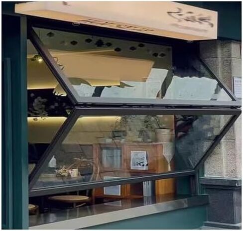 Aluminum Alloy Food Truck Concession Window with Awning, Sliding Up to 80°, Flush Mount Service Window for Food Trolley, Durable Outdoor Design,Black,100x90cm in Kuwait
