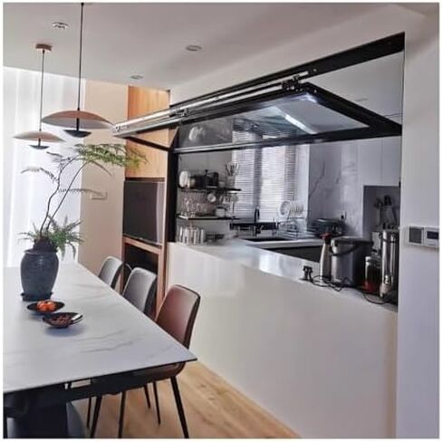 Aluminum Alloy Concession Window with Awning, Sliding Metal Service Window for Food Trolley, Tempered Glass, Durable Outdoor Kitchen, Food Stand Accessory,110x60 cm in Kuwait