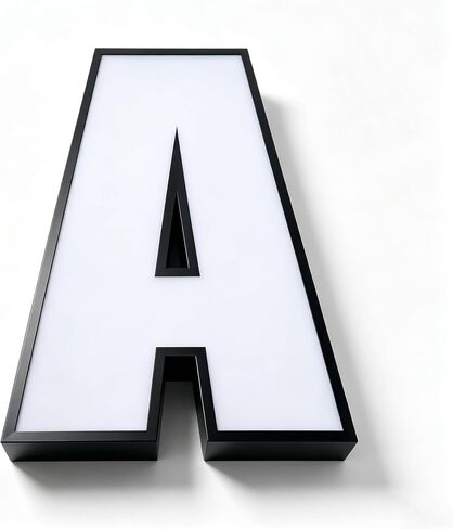 لافتات حروف مضيئة بإضاءة LED، حروف معدنية ثلاثية الأبعاد بإضاءة أمامية من A-Z وأرقام 0-9، لوحة أكريليك، لافتة حائط خارجية مقاومة للماء لواجهة المتجر (11.8 بوصة، A) in Kuwait