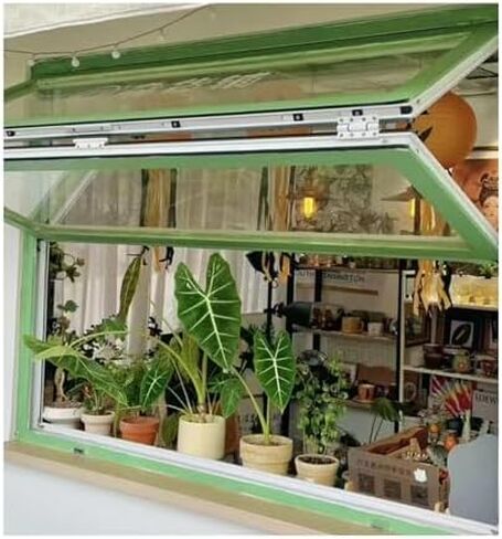 Food Concession Window with Awning - Aluminum Alloy Sliding Serving Window for Trolleys, Durable Flush Mount Design, Perfect for Outdoor Events and Mobile Food Stalls,Green,95x100cm in Kuwait