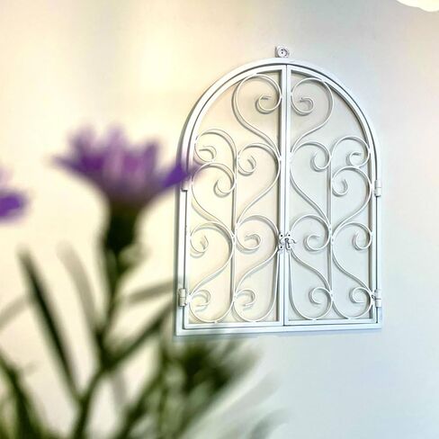 ＫＬＫＣＭＳ Decorative Window Panel Metal Faux Window Frame Decorative Arched Wall Hanging Scroll Wall Art Iron Architectural Wall Feature Suitable for Restaurant in Saudi Arabia