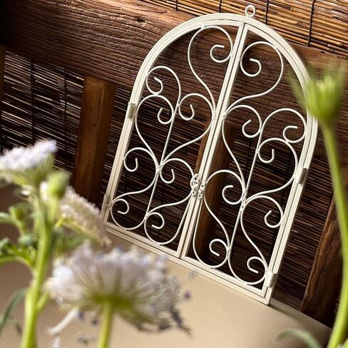 ＫＬＫＣＭＳ Decorative Window Panel Metal Faux Window Frame Decorative Arched Wall Hanging Scroll Wall Art Iron Architectural Wall Feature Suitable for Restaurant in Saudi Arabia