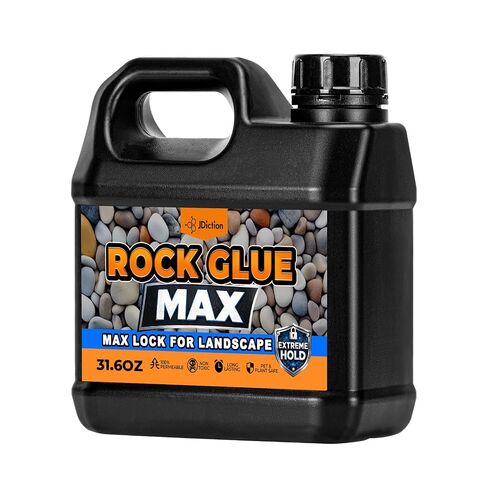 JDiction Rock Glue MAX للمناظر الطبيعية مع بخاخ 1 جالون - غلاف المهاد والغراء الصخري لحصى البازلاء، المهاد المطاطي، الحصى والحجر، مقاوم للماء، يجف بشكل شفاف in Kuwait