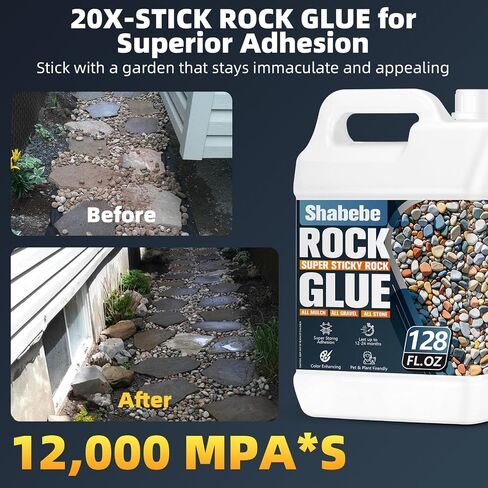 Rock Glue Max for Landscaping, 2 Gallon High-Concentration Mulch Hold, Strong Grip Gravel Binder Covers 2X More Area for Rocks, Pebbles, Pine Straw & Mulch, Fast-Drying & Weather-Resistant in Kuwait