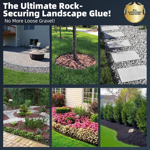 Rock Glue Max for Landscaping, 2 Gallon High-Concentration Mulch Hold, Strong Grip Gravel Binder Covers 2X More Area for Rocks, Pebbles, Pine Straw & Mulch, Fast-Drying & Weather-Resistant in Kuwait