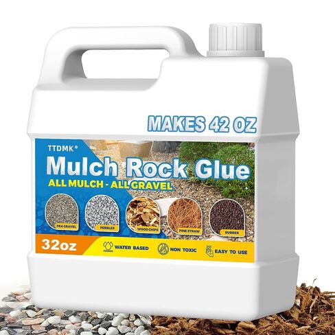 Stone Glue for Landscaping, 32oz Stone Glue for Landscaping, Outdoor Landscape Glue for Bark Pebble & Gravel, Rain Resistant Clear Finish, Pet Safe & Environmentally Friendly, Long Lasting Results in Kuwait