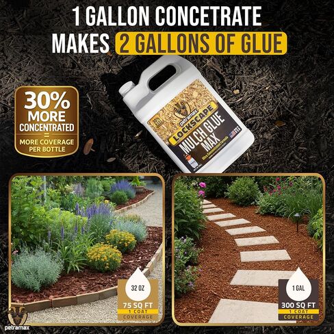 PetraMax Lockscape Mulch Glue for Landscaping Rocks Max Concentrate, Weed Barrier - 2 Gallons Non-Toxic Pea Gravel Binder, Mulch & Rock Glue for Landscaping, Landscape Rock & Gravel Stabilizer in Kuwait