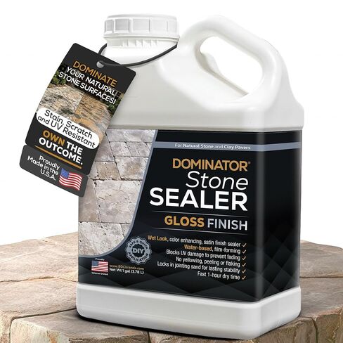 DOMINATOR Stone Sealer 2.5 Gal – Wet Look Low Gloss Enhancer for Outdoor Patio, Travertine, Flagstone, Limestone, Slate | Water Based Paver Sealer | Protects & Restores Stone Color in Saudi Arabia