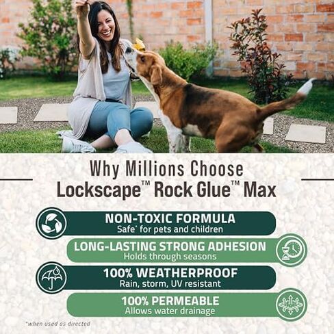 مجموعة المناظر الطبيعية من PetraMax Lockscape Rock Glue - (عبوتان) 1 جالون من الغراء الصخري للحصى والحصى مع بخاخ مضخة Petratools HD201 سعة 2 جالون، ومثبت حجري لأسرة الحديقة والممرات in Kuwait