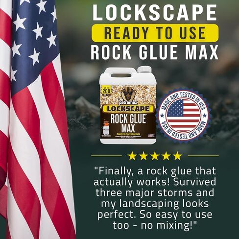 مجموعة المناظر الطبيعية من PetraMax Lockscape Rock Glue - (عبوتان) 1 جالون من الغراء الصخري للحصى والحصى مع بخاخ مضخة Petratools HD201 سعة 2 جالون، ومثبت حجري لأسرة الحديقة والممرات in Kuwait