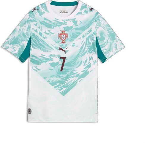 قميص جيرسي كاجوال بأكمام قصيرة ورقبة دائرية من PUMA Kids Boys Portugal Away - أبيض in Kuwait