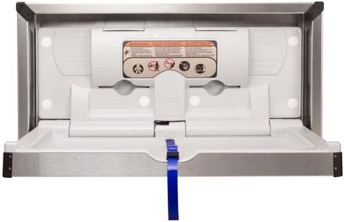 Bradley Surface-Mounted Baby Changing Station, Pneumatic Gas Shock, Built-in Liner Dispensers, Adjustable Safety Belt, Stainless Steel Exterior, Ideal for Commercial Restrooms (962-110000) in Kuwait