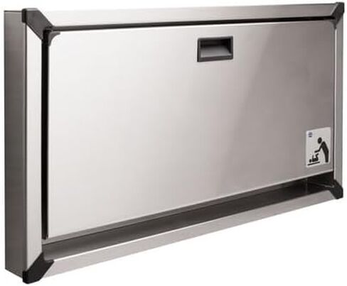 Bradley Surface-Mounted Baby Changing Station, Pneumatic Gas Shock, Built-in Liner Dispensers, Adjustable Safety Belt, Stainless Steel Exterior, Ideal for Commercial Restrooms (962-110000) in Kuwait