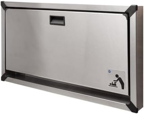 Bradley Surface-Mounted Baby Changing Station, Pneumatic Gas Shock, Built-in Liner Dispensers, Adjustable Safety Belt, Stainless Steel Exterior, Ideal for Commercial Restrooms (962-110000) in Kuwait