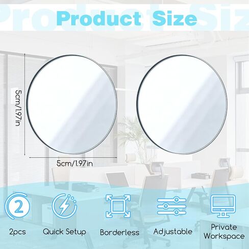 2PCS Office Cubicle Desk Mirror, Adjustable Monitor Mirror to See Behind You, Computer Monitor Rear View Mirrors, 2 Inch Small Removable Mirrors for Computer, Laptop, Desktop-View Monitors Blind Spot in Kuwait
