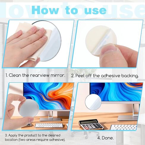 2PCS Office Cubicle Desk Mirror, Adjustable Monitor Mirror to See Behind You, Computer Monitor Rear View Mirrors, 2 Inch Small Removable Mirrors for Computer, Laptop, Desktop-View Monitors Blind Spot in Kuwait