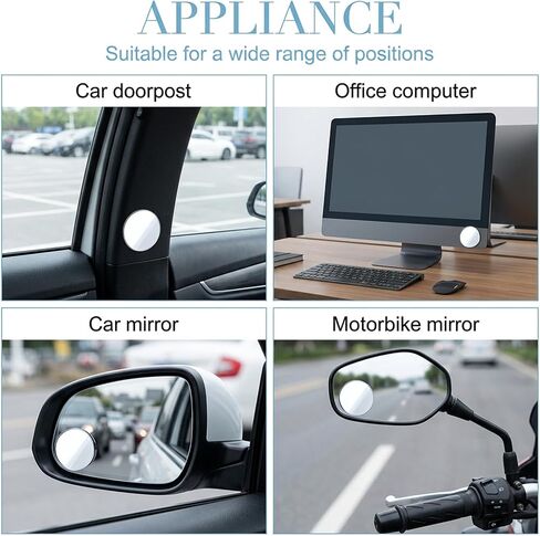 2PCS Office Cubicle Desk Mirror, Adjustable Monitor Mirror to See Behind You, Computer Monitor Rear View Mirrors, 2 Inch Small Removable Mirrors for Computer, Laptop, Desktop-View Monitors Blind Spot in Kuwait
