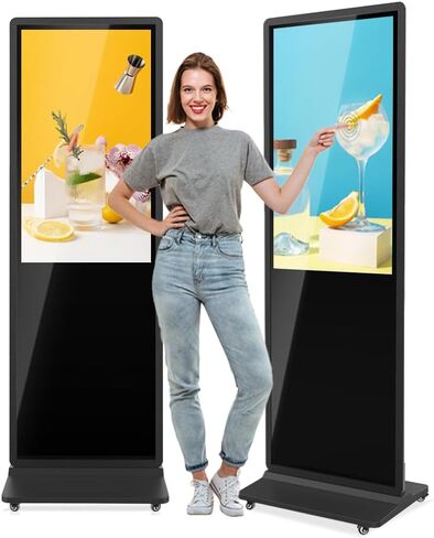 MWE 43 بوصة لافتات رقمية داخلية تعمل باللمس كشك على الأرض شاشة عرض إعلانية LCD Totem ملصق عرض تفاعلي نظام أندرويد مع مشغل وسائط تلقائي in Kuwait