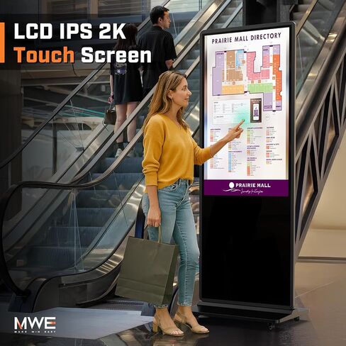 MWE 43 بوصة لافتات رقمية داخلية تعمل باللمس كشك على الأرض شاشة عرض إعلانية LCD Totem ملصق عرض تفاعلي نظام أندرويد مع مشغل وسائط تلقائي in Kuwait