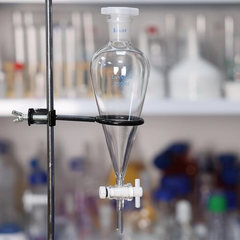 قمع فصل 250 مل مع سدادة ومحبس PTFE، وصلة 24/29، زجاج بوروسيليكات لاستخلاص السائل والسائل وفصل المذيبات in Kuwait