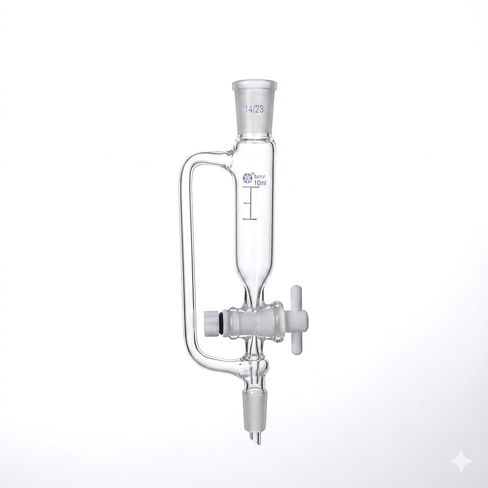 1PC Cylindrical Separatory Funnel with PTFE Stopcock Standard Ground Joint Laboratory Glassware 10/150/250mL 14/23 (50ml) in Kuwait