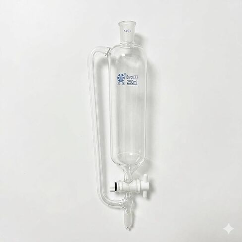 1PC Cylindrical Separatory Funnel with PTFE Stopcock Standard Ground Joint Laboratory Glassware 10/150/250mL 14/23 (50ml) in Kuwait