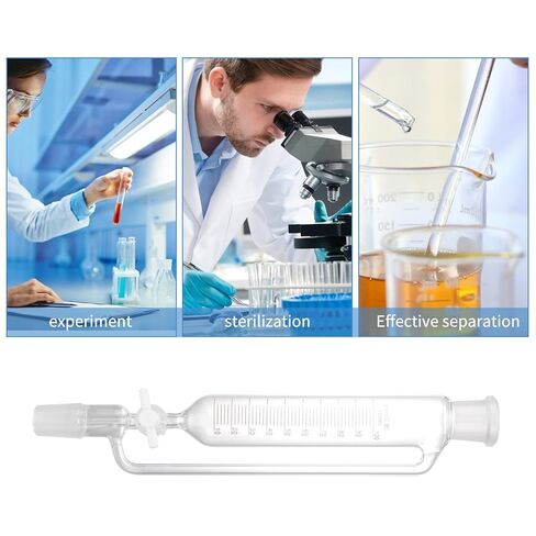 مكبس Totority PTFE قمع فصل زجاجي أسطواني 100 مل مع ضغط ثابت لمعدات فصل السوائل والتقطير في المختبر in Kuwait