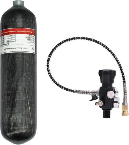 TUXING 4500PSI من ألياف الكربون خزان سكوبا، 3 لتر 183Cu في خزان هواء Pcp عالي الضغط، أسطوانة مركبة لخزان الغوص لبندقية هواء Pcp للغوص العميق والغطس والرياضات المائية in Kuwait