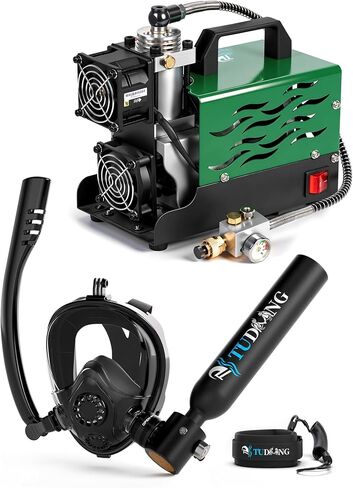 TUDIVING-0.5L Portable Scuba Tank,Lung Tank Kits with Air Compressor,Support 6-10 Minutes Underwater Breathe,Reusable Mini Diving Cylinders in Kuwait