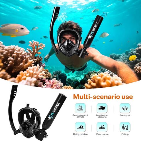 TUDIVING-0.5L Portable Scuba Tank,Lung Tank Kits with Air Compressor,Support 6-10 Minutes Underwater Breathe,Reusable Mini Diving Cylinders in Kuwait