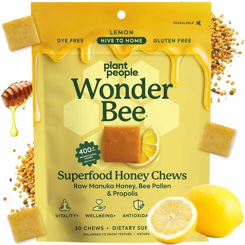 Plant People Wonderfee Superfood Manuka Honey Chews - دعم المناعة وزيادة الطاقة - حبوب اللقاح والنحل - مكملات يومية خالية من الغلوتين المضادة للأكسدة (30 COUNT) in Kuwait