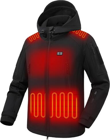 Men's Heated Jacket with 7.4V Battery Pack, 12 Heating Zones, Soft Shell Heating Jacket Coat for Winter in Kuwait