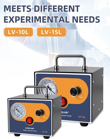 Mini Adjustable Lab Vacuum Pump, LVDALAB 10L/Min Oil-Free Diaphragm Vacuum Pump, Portable Oilless Pump for Desktop Laboratory Filtration, Solvent Recovery and Resin Degassing,w/2 Silicone Hoses in Kuwait