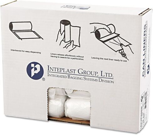 Inteplast S242408N High-Density Can Liner, 24 x 24, 10gal, 8mic, Clear, 50/Roll, 20 Rolls/Carton in Kuwait