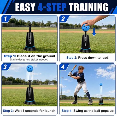 Baseball Automatic Pop-up Trainer, Foot Operated Pitching Machine, Solo Hitting Practice Equipment, Portable Indoor Outdoor Baseball Softball Training Gear with Dedicated Training Balls in Saudi Arabia