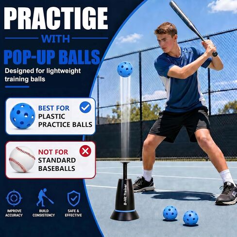 Baseball Automatic Pop-up Trainer, Foot Operated Pitching Machine, Solo Hitting Practice Equipment, Portable Indoor Outdoor Baseball Softball Training Gear with Dedicated Training Balls in Saudi Arabia