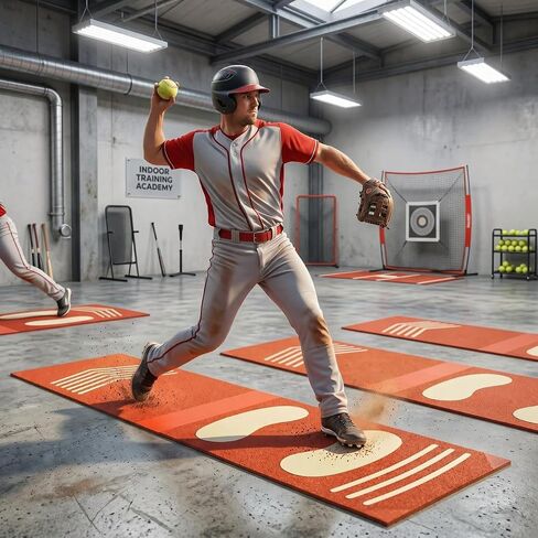 Trainer Mat Baseball, Pitching & Throwing Training Mat for Stride & Stance Practice, Wear Resistant Non-Slip, Portable Indoor/Outdoor Auxiliary Tool for Youth Beginners & Softball Pitchers in Saudi Arabia