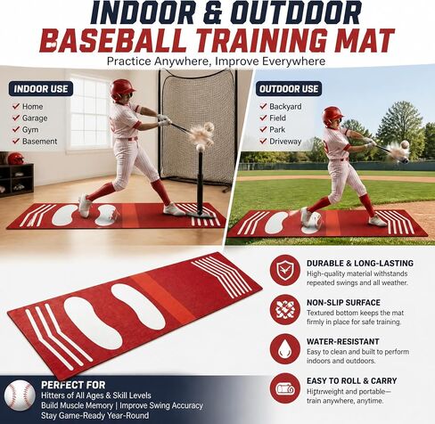 Trainer Mat Baseball, Pitching & Throwing Training Mat for Stride & Stance Practice, Wear Resistant Non-Slip, Portable Indoor/Outdoor Auxiliary Tool for Youth Beginners & Softball Pitchers in Saudi Arabia