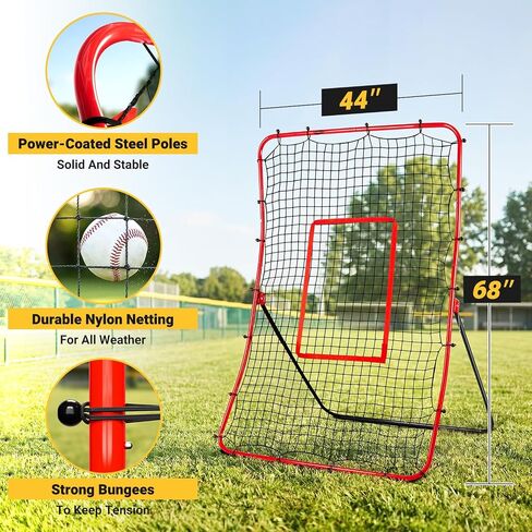 Baseball Rebounder & Pitchback Net, 5 Angle Adjustable Simulate Grounder and Fly Ball Pitch Trainer for Pitch,Throw,Catch, Baseball & Softball Pitching and Fielding Rebound Net for All Skill Players in Saudi Arabia
