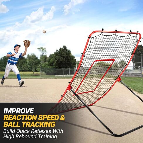 Baseball Rebounder & Pitchback Net, 5 Angle Adjustable Simulate Grounder and Fly Ball Pitch Trainer for Pitch,Throw,Catch, Baseball & Softball Pitching and Fielding Rebound Net for All Skill Players in Saudi Arabia